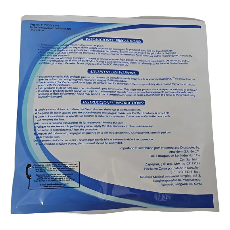 Electrodos Para Ecg Ambiderm. Blanco Adulto