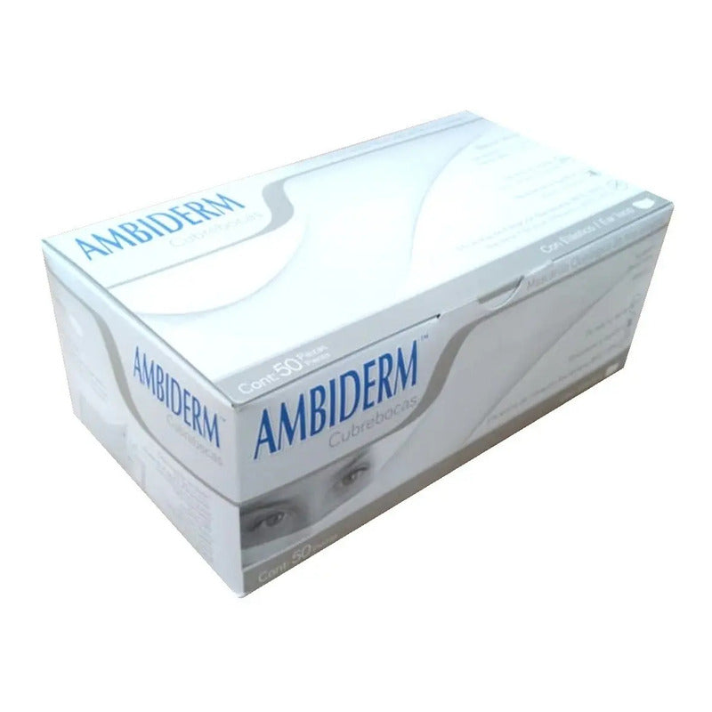 Cubre Bocas 3 Pliegos Ambiderm Blanco Caja C/50 Blanco