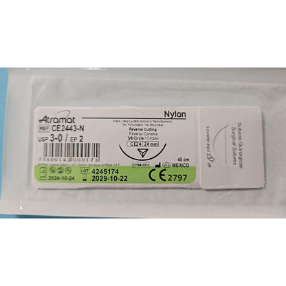 Sutura Atramat Nylon Tamaños A Elegir 3-0 Cortante 24mm