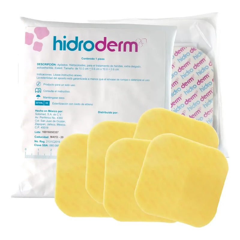 5 Pack Apósito O Parche Hidrocoloide 10cm X 10cm Estéril Amarillo