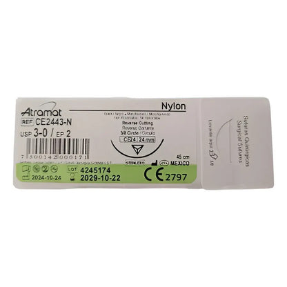 Sutura Atramat Nylon Tamaños A Elegir 3-0 Cortante 24mm
