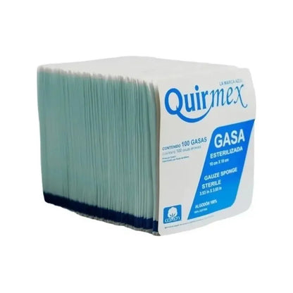 Gasa Estéril 10x10 Cm Refil 100 Piezas Quirmex Uno Clinico Blanco