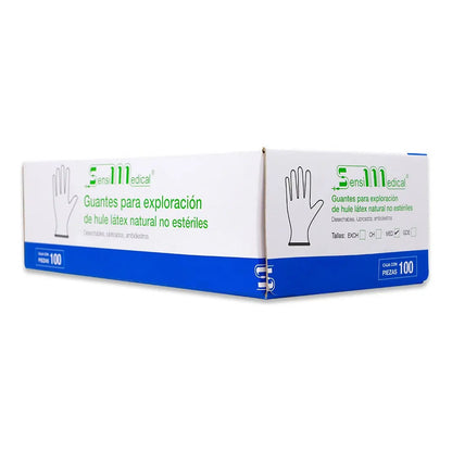 10 Cajas De Guante Ltx. Nat. No Estéril Sensimedical Mediano Natural M