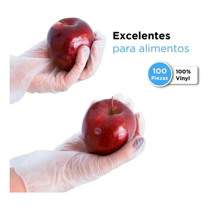 Guantes Descartables Ambiderm Bp Color Transparente Talle M De Vinilo Con Polvo X 100 Unidades