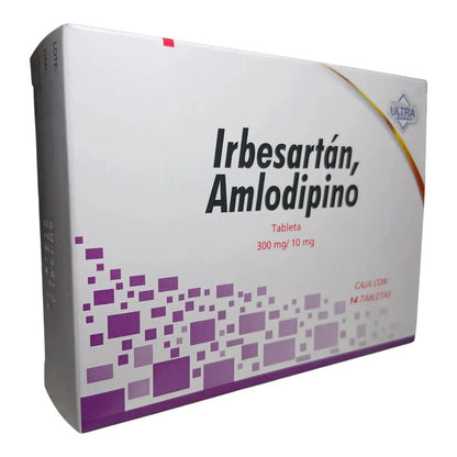 Irbesartán, Amlodipino 300mg/10mg C/14 Tabletas Ultra