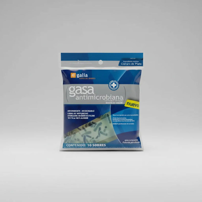 Gasa Estéril Antimicrobiana 10x10cm. Bolsa C/10 Sobres