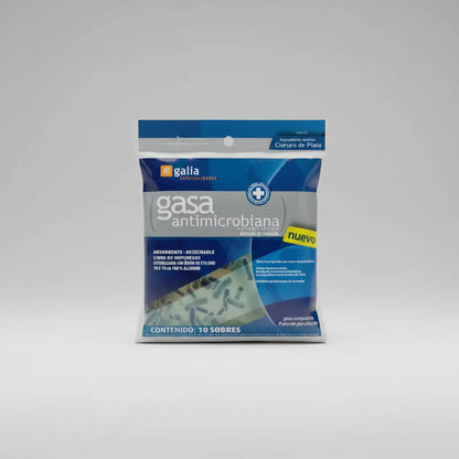 Gasa Estéril Antimicrobiana 10x10cm. Bolsa C/10 Sobres