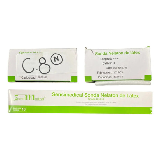 Caja 10 Sonda Nelaton De Látex Sensimedical Una Vía Calibre 8fr