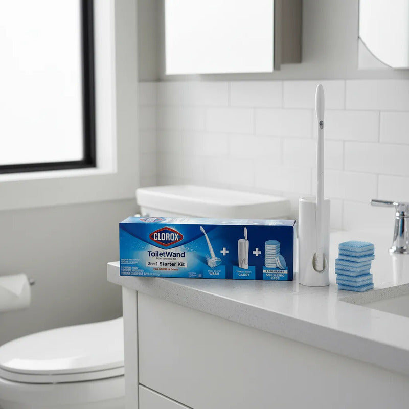 Cepillo De Baño Primium Clorox Toiletwand 6 Refills Con Base Blanco
