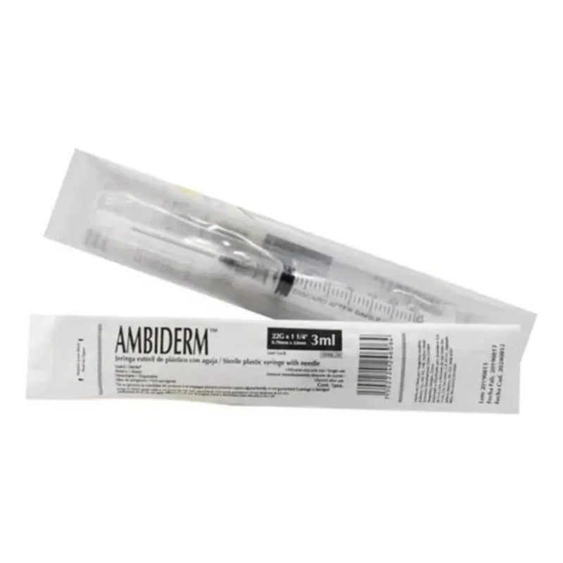 Jeringa Desechable Estéril 3ml Ambiderm Caja C/100 Capacidad En Volumen 3 Ml