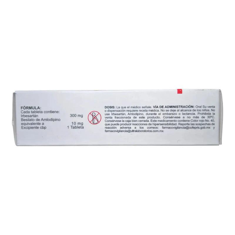 Irbesartán, Amlodipino 300mg/10mg C/14 Tabletas Ultra