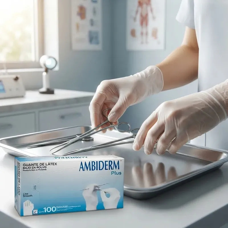 Guante De Latex Ambiderm Plus Caja Con 100 Talla Gde Blanco Grande