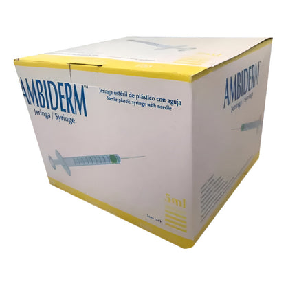 Jeringa Esteril Con Aguja 5ml 20g X 32mm Ambiderm Capacidad 5 Ml