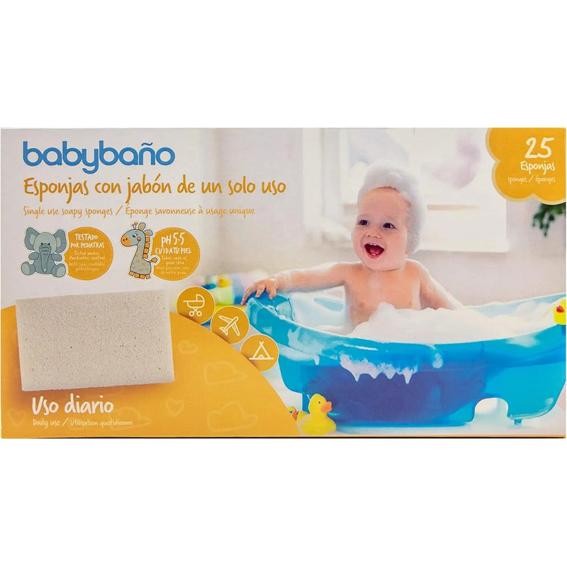 6 Esponjas Jabonosa Desechable P Bebés Y Niños De 0 A 3 Años