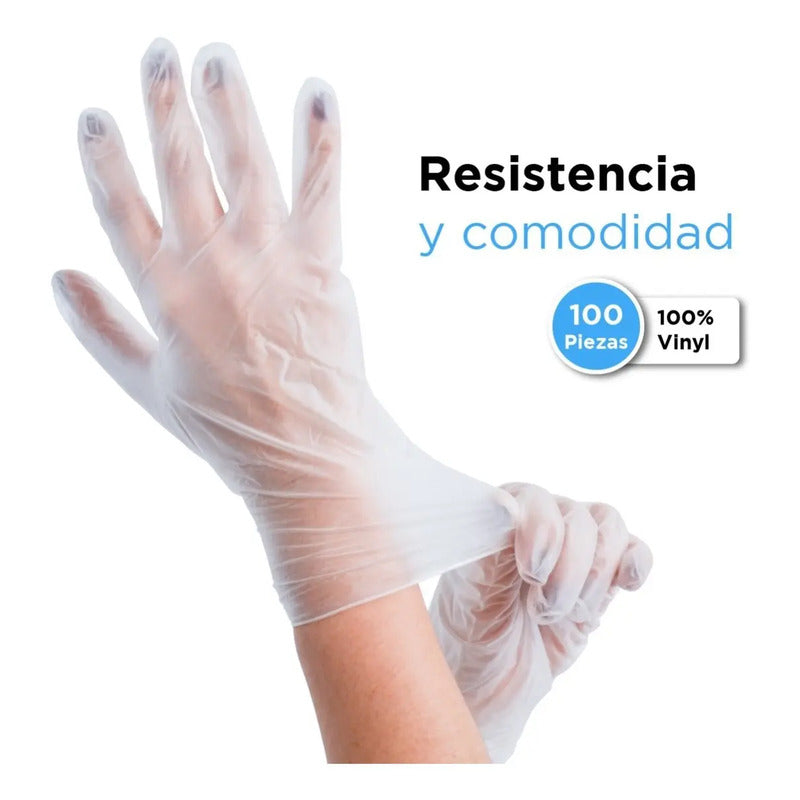 Guantes Descartables Ambiderm Bp Color Transparente Talle M De Vinilo Con Polvo X 100 Unidades
