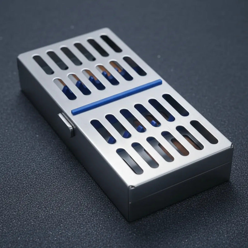 Caja Para Esterilizar Para 7 Pikas De Otorrino O Dental Plateado