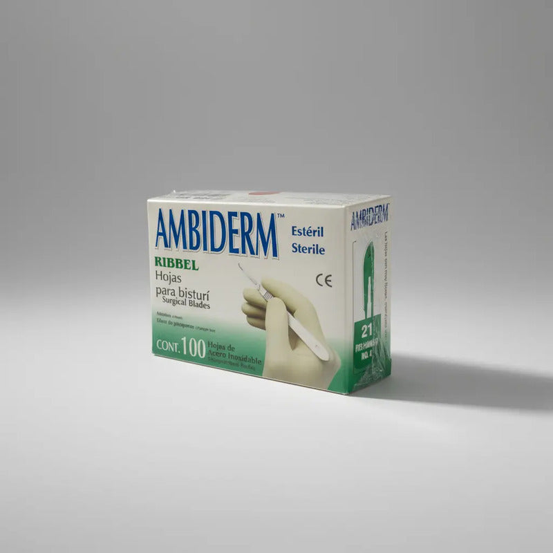 Hoja Para Bisturí Ambiderm #21 Acero Inox Caja Con 100 Hojas