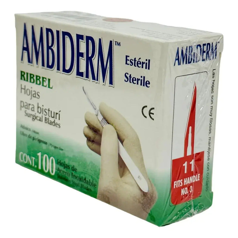 Hoja Para Bisturí Ambiderm #11 Acero Inox Caja Con 100 Hojas