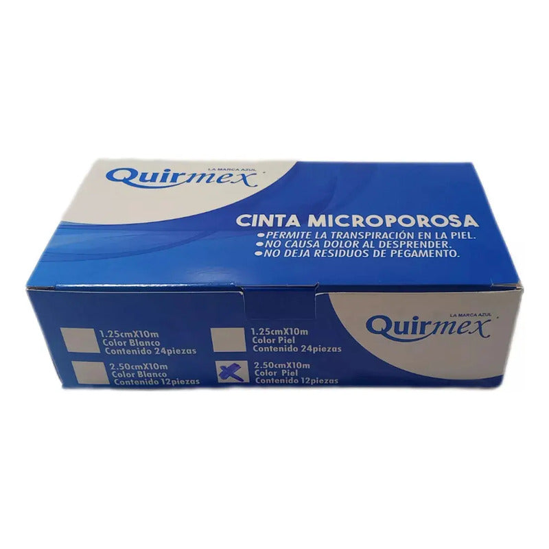 Cinta Microporosa Piel Quirmex 2.5 Cm X 10 M (12 Piezas)