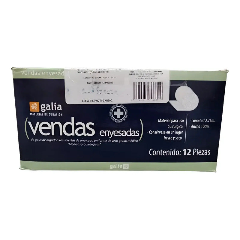 Venda Enyesada Galia 10cm C/12pzas Uso Medico Profesional Blanco