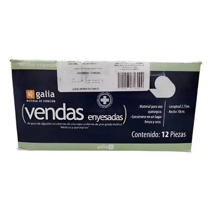 Venda Enyesada Galia 10cm C/12pzas Uso Medico Profesional Blanco