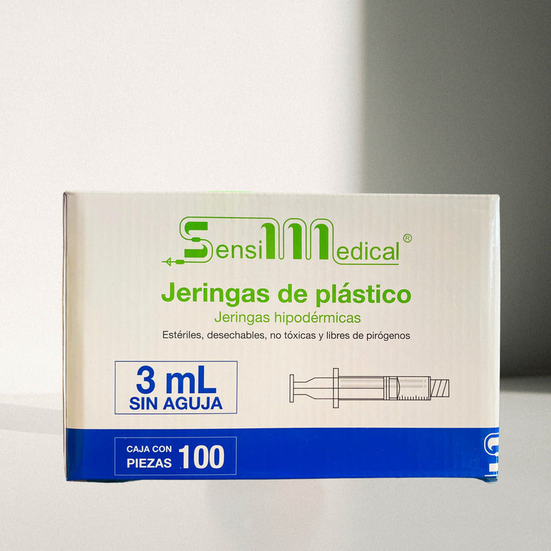 Jeringa 3 Ml Sin Aguja 100 Pzas Sensil Medical Desechables Luer Slip