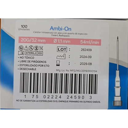 Catéter Intravenoso 20g/32mm Ambiderm 100pz