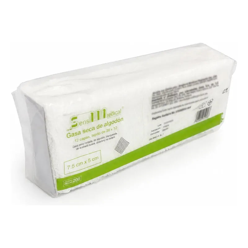 1000 Gasas De Algodón No Estéril 7.5x5cm Sensimedical Beige