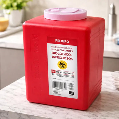 Bote | Recolector | Contenedor 7.5 Lts Punzocortante | Rpbi Rojo