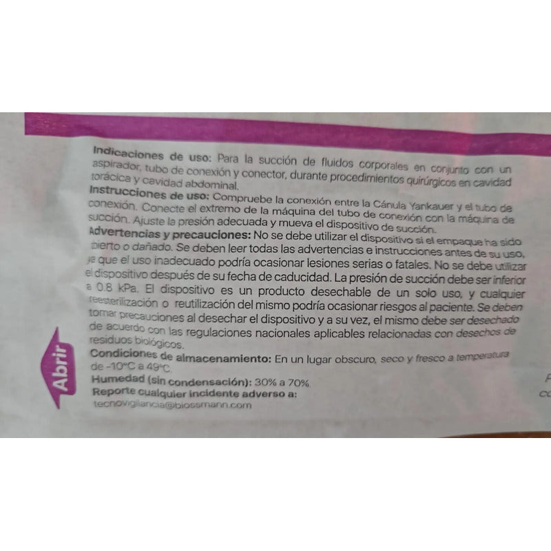 10 Cánula Yankauer Desechable Sin Controlador De Aspiracion