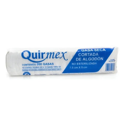 Gasas No Estériles 7.5x5cm Paquete C/200 12capas Uso Clinico Blanco