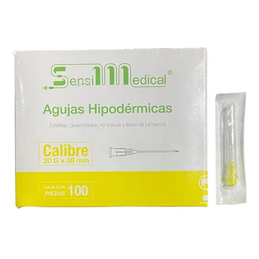 Agujas HiPodérmicas 20g 38mm Luer Lock Sensi Medical 100 Unidades 0 Ml