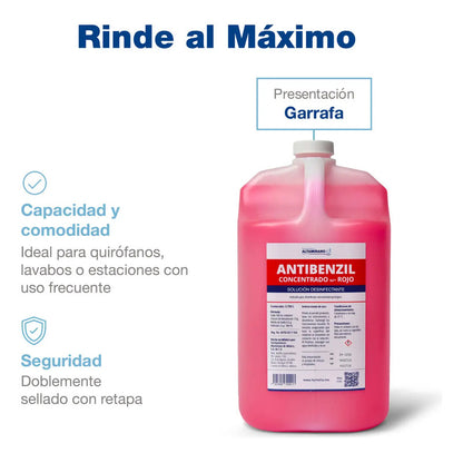 Farmacéuticos Altamirano | Jabón Antibenzil Concentrado Nf Rojo (3.75 Lts.) - Solución Desinfectante - Exclusivo Para Profesionales De La Salud