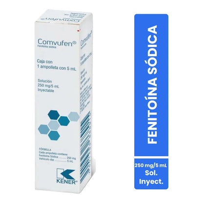 Comvufen Fenitoína Sódica 250 Mg / 5 Ml Caja Con 1 Ampolleta Con 5 Ml Solución Inyectable Kener