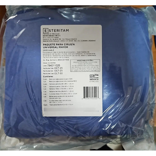 Paquete De Cirugia Mayor Para Cirugias En General Azul Lisa Universal