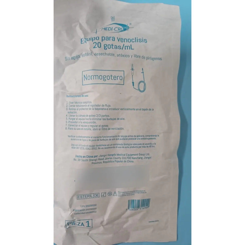 25 Piezas Equipo Para Venoclisis Normogotero S/aguja 20g/ml