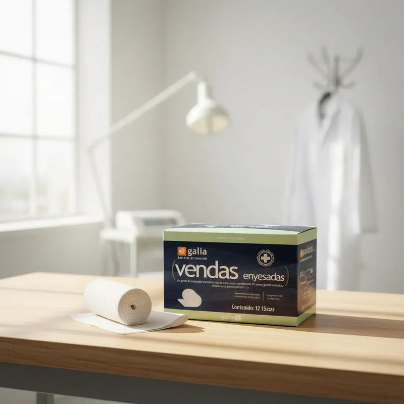 Caja C/12 Vendas Enyesadas 15cm X 2.75m Uso Medico Blanco