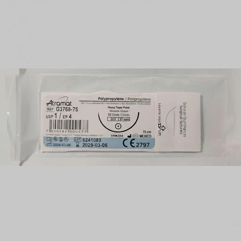 Sutura Atramat Polipropileno Tipo Prolene Tamaños A Elegir 1 Redondo 37mm