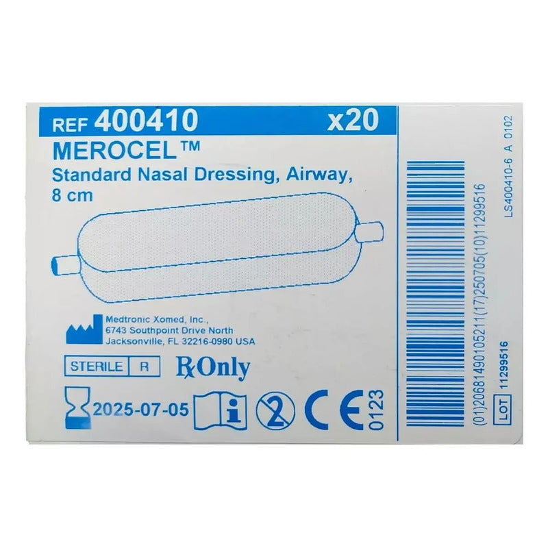Tapon Nasal Merocel 8cm C/ Tubo Para Via Aerea ( 20 Piezas)