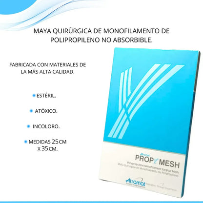 Malla De Polipropileno 30 X 30 Para Hernia Atramat Ref Mp13 Blanco