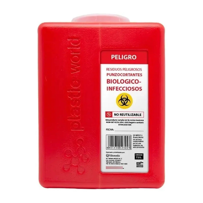 Bote | Recolector | Contenedor 7.5 Lts Punzocortante | Rpbi Rojo