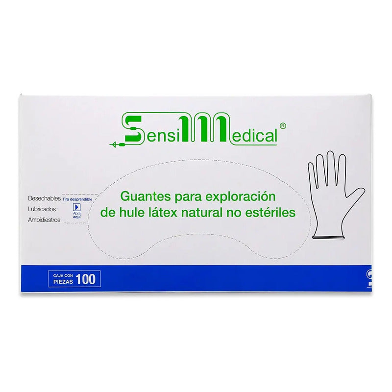 10 Cajas De Guante Ltx. Nat. No Estéril Sensimedical Mediano Natural M