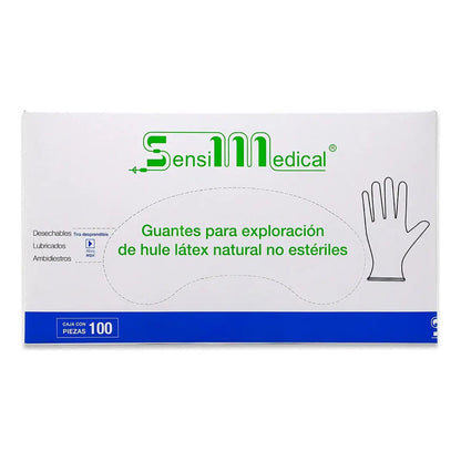 10 Cajas De Guante Ltx. Nat. No Estéril Sensimedical Mediano Natural M