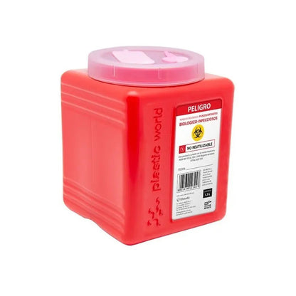 Bote Rpbi Contenedor Recolector 1.5 Lts Punzocortante Rojo Rojo