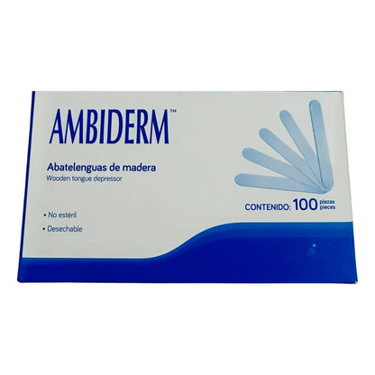 Abatelenguas De Madera Caja Con 100 Piezas Ambiderm