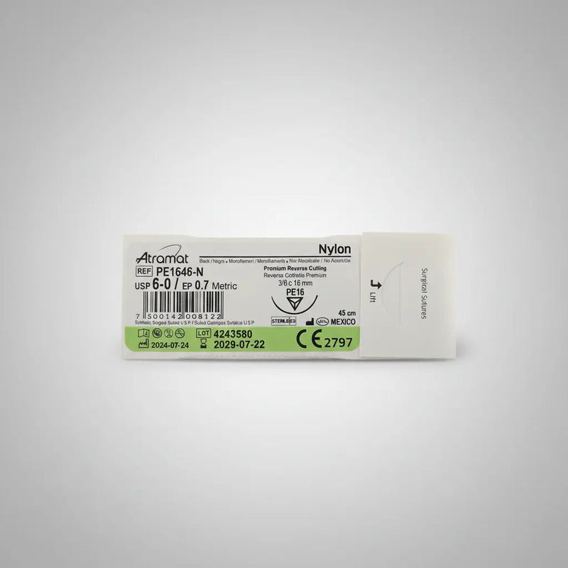 Sutura Atramat Nylon Tamaños A Elegir 6-0 Cortante 16mm