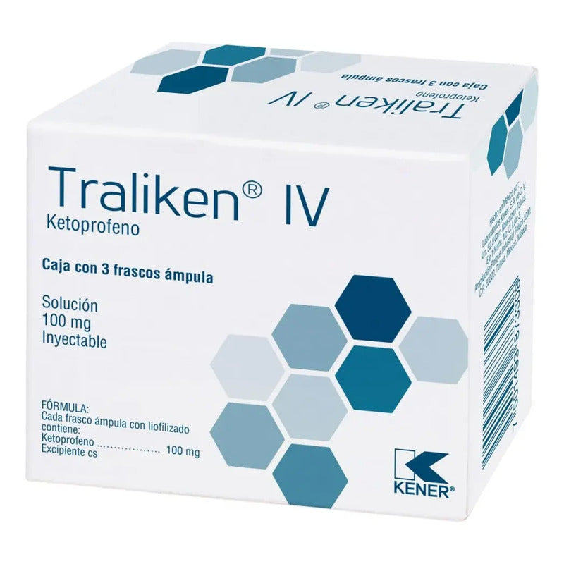 Ketoprofeno Traliken Iv 100 Mg Sol. Inyectable 3 Frascos Ámpula