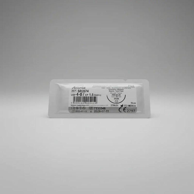 Atramat Sutura Pdx  Pds Polidioxanona 4-0 Redonda 26mm Gris