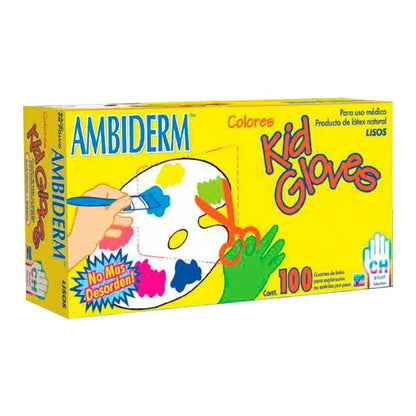 Guante De Latex Kid Gloves Ambiderm Chico Con 100 Piezas Color Con Polvo Sí Talla S Surtido P