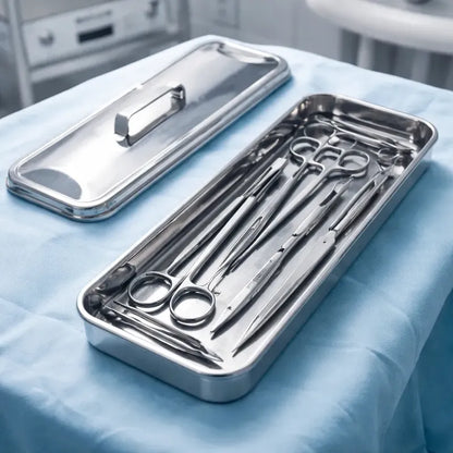 Caja P/esterilizar Instrumental Medico C/tapa20x7.5x4cm